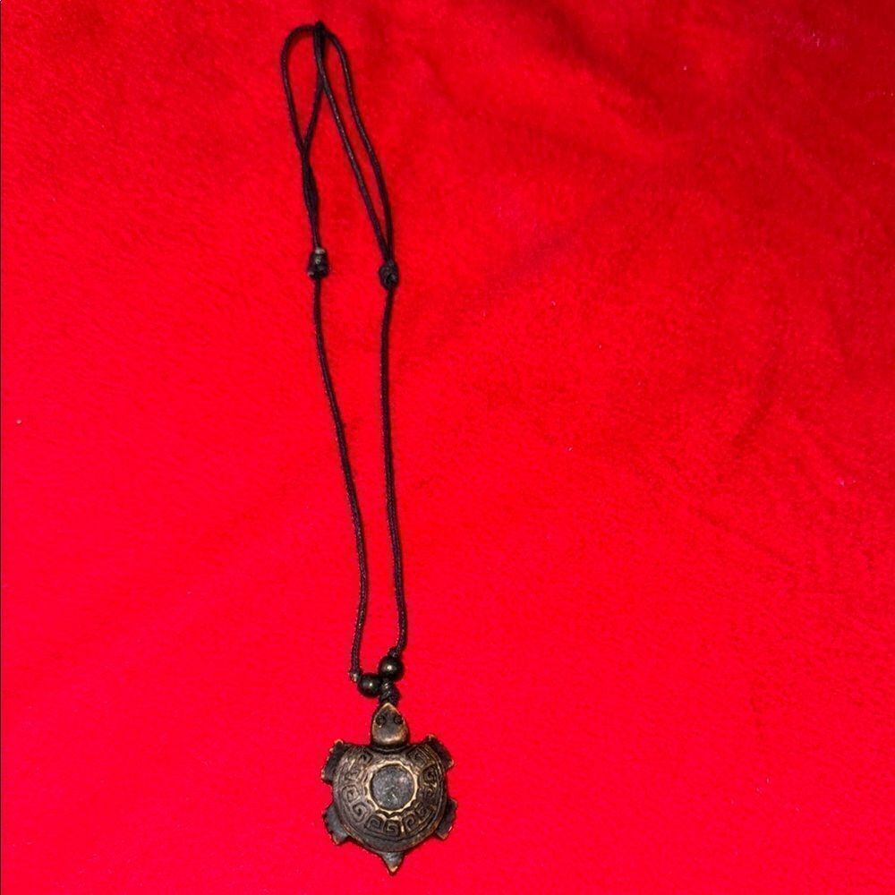 Turtle Pendant Necklace with Black Cord